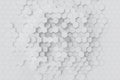 White geometric hexagonal abstract background. 3d rendering