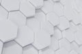 White geometric hexagonal abstract background. 3d rendering