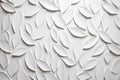 White Geometric Leaves 3D Tiles Wall Texture Background, Minimal