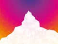 White geometric mountain on color background