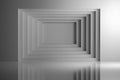 White geometric tunnel screen with blank copy space in the center. Royalty Free Stock Photo