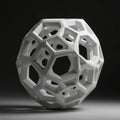 White geometric sculpture resembling a complex polyhedral structure composed of Royalty Free Stock Photo