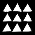 White geometric shape. Dark mode icon. Vector paint texture. Triangle brush set. Royalty Free Stock Photo