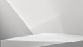 White geometric stage with sharp angles and shadows Royalty Free Stock Photo