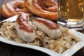 White german sausage with sauerkraut