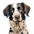 Realistic Black And White Dog Illustration On White Background