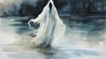 Ethereal Watercolor Ghost Painting: Emilia Wilk Inspired Artwork