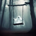 White Ghost On A Forest Swing Royalty Free Stock Photo