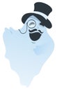 White ghost with mustache in hat and pince-nez Royalty Free Stock Photo