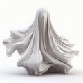 Detailed 3d Ghost Icon With Flowing Fabrics On White Background