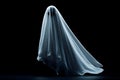 A white ghost silhouette floating with a dark isolated background Royalty Free Stock Photo