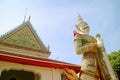 White Giant Sahatsadecha, One of Two Guardian Demons at the Eastern Gate of The Temple of Dawn in Bangkok, Thailand