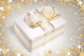 White gift box with bow ribbon