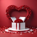 The White gift box is decorated with rose all around. Royalty Free Stock Photo