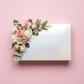 White Gift Box with Floral Arrangement Royalty Free Stock Photo