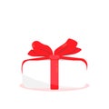 White gift box icon isolated with red ribbon in flat style. Present package vector illustration EPS 10 on white Royalty Free Stock Photo