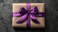 White Gift Box With Purple Ribbon