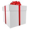 White gift box with a red bow - Christmas and birthday present collection