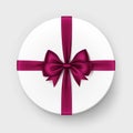 White Gift Box with Red Bow and Ribbon Royalty Free Stock Photo