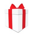 White gift box with red bow, vector illustration isolated on white background Royalty Free Stock Photo