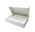 A white gift box with transparent inner lid