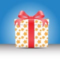 White Gift box with a yellow star pattern Royalty Free Stock Photo