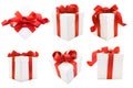 White Gift Boxs with Red Satin Ribbon Bow Royalty Free Stock Photo