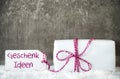 White Gift, Snow, Label, Geschenk Ideen Means Gift Idea Royalty Free Stock Photo