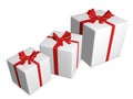 White Gifts with Red Ribbon Bow