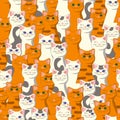 Animalistic seamless pattern with ginger and tabby cats