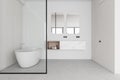 White and glass bathroom interior with marble sink Royalty Free Stock Photo