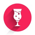 White Glass of beer icon isolated with long shadow. Red circle button. Vector Royalty Free Stock Photo