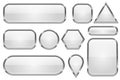 White glass buttons with chrome frame. Set of shiny 3d web icons Royalty Free Stock Photo