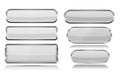 White glass buttons with metal frame. Set of 3d icons Royalty Free Stock Photo