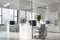 White and glass office with bookcases Royalty Free Stock Photo