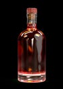 White Glass Whiskey, Scotch, Rum, Brandy, Cognac or Tequila Bottle Isolated on Black Background.