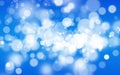 White Glitter Vintage Lights on Blue Texture Background. White Bokeh Effect. Defocused, Celebration, Christmas Holiday Backdrop. Royalty Free Stock Photo