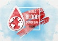 Poster campaign of World Blood Donor Day in paper cut out and water colors style and vector design Royalty Free Stock Photo