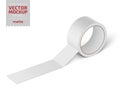 White glossy cello tape roll. Realistic vector.