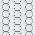 White glossy ceramic hexagon tiles seamless pattern. Modern home interior, bathroom and kitchen 3D wall texture. Vector Royalty Free Stock Photo