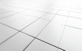 White glossy ceramic tiles are depicted in a 3D rendered floor background Royalty Free Stock Photo