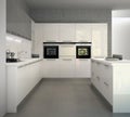 White glossy modern kitchen in an interior