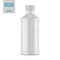 White glossy plastic bottle mockup. Vector illustration.