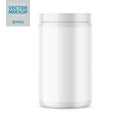 White glossy plastic jar with lid for powder.