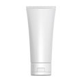 White glossy plastic tube for medicine or cosmetics - cream, gel, skin care, toothpaste. 3d Realistic packaging mockup template. Royalty Free Stock Photo