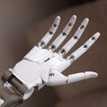 White Glossy Robot Hand Close Up 3d Illustration