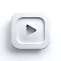 3D White Play Button Icon on White Background Royalty Free Stock Photo