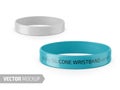 White glossy silicone wristband vector mockup.