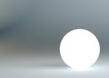 White glow sphere in gray dark background
