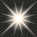 White glow sun shine rays, white star light, blur glow light effect Royalty Free Stock Photo